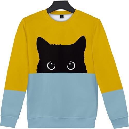 New Fashion Cute 3D Cat Hoodies Sweatshirt Women Men Kawaii Black Cat Hoody Animal Autumn Winter Pullovers Funny Streetwear Tops