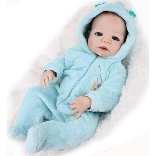 NPKDOLL 23"57CM full silicone vinyl reborn baby doll hand painted hair bebe reborn menino bonecas can bathe toys gift