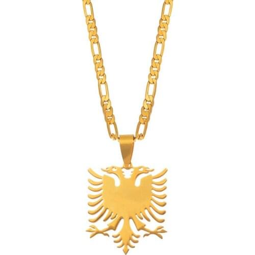 Albanian Eagle Pendant Necklace Stainless Steel Jewelry Sweater Clavicle Chain Creative Pendant Necklace