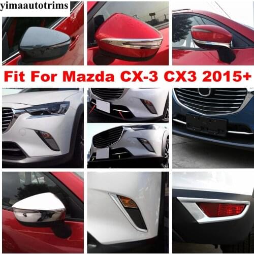 Chrome Front Fog Head Lights Lamps Eyelid Eyebrow Stripes Cover Trim 2 Pcs For Mazda CX-3 CX3 2015 - 2019 Exterior