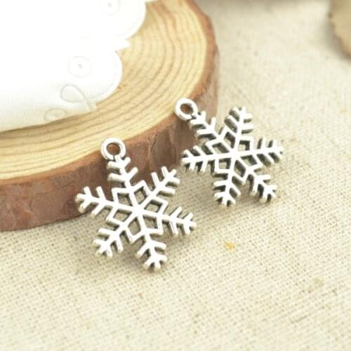 15 Pcs 23*17 mm Antique Silver color Tone Christmas snowflakes Charms DIY Jewelry Making 2524