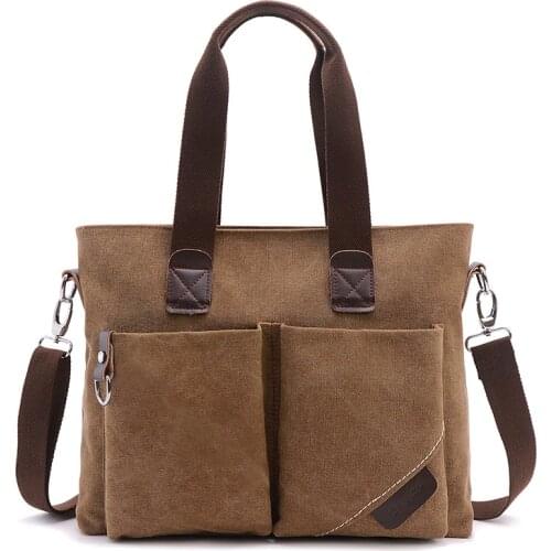 Briefcase Men Vintage Canvas Shoulder Bag for Men Messenger Bag for Men