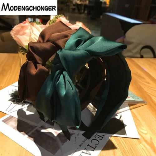 High Quality women hairband Silk Chiffon bow Head Bezel Headband version of the wide-brimmed Non-slip For Girl Hair Accessories