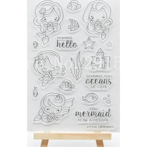 Mermaid Scrapbook DIY photo cards account rubber stamp clear stamp transparent stamp 11x16cm CS2161