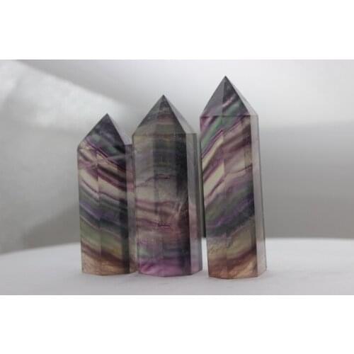 TOP!!! 228g 3pcs Natural purple stripes fluorite crystals wand treatment