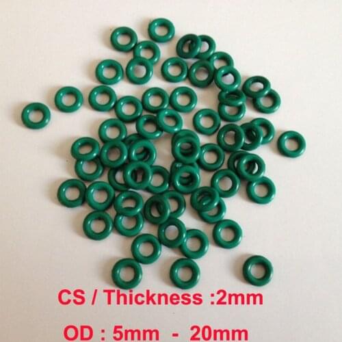 100 PCS FKM Rubber O Ring CS2mm x OD 5/6/7/8/9/10/11/12/13/14/15/16/17/18/19/20 Fluorine Rubber Gasket Seal ORing O-Ring