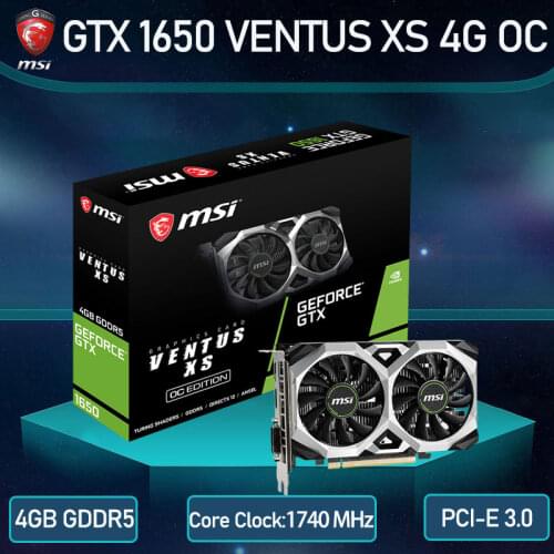 MSI GeForce GTX 1650 VENTUS XS 4G OC 4GB GDDR5 Heat Sink Graphics Card 128-bit HDCP DVI DP HDMI-Compatible GAMING Video Cards