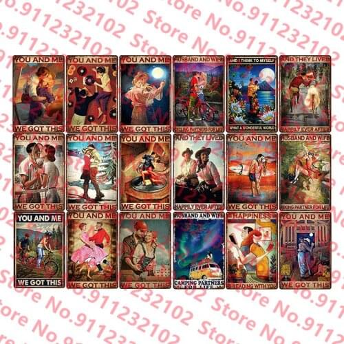 Vintage You and Me We Got This Love Kiss Signs Vintage Metal Posters Retro Tin Signs for Home Bar Pub Club Man Cave Wall Decor