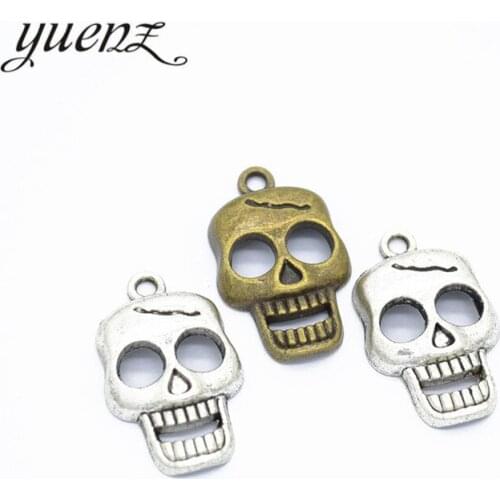 YuenZ 10pcs Metal skull charms pendants for jewelryl making Halloween Handcrafts 24*15mm F27