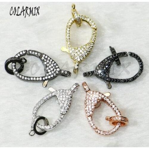 10pcs Drop shape lobster clasp for necklace pendants hook accessories for necklace zircon crystal clasp jewelry making 50202