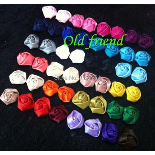 0.8" satin ribbon rolled rosette DIY Ribbon rose flower for hair accessories , 260pcs/lot 26 color Free shipping