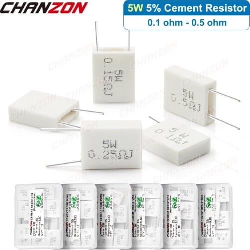 10Pcs 5W Ceramic Resistor 0.1 0.15 0.25 0.22 0.33 0.5 ohm Cement Wirewound Resistors BPR5W 5Watt 0.1ohm 0.22ohm Fixed Resistance