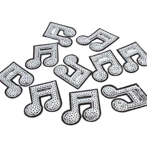 10pcs Embroidery Music Patch Sequined Patches For Jeans Coats Backpacks Decoration DIY Sewing Fabric Badge Pants Badge