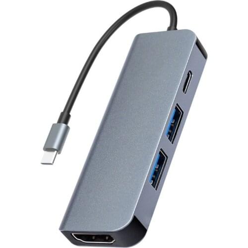 4in1 USBC To HDMI-compatible 2 USB 3.0 5Gbs SD TF Card Slot 4K 1080P Video Output USB Type C Hub Adapter