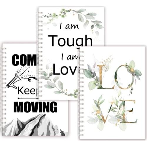 A5 Spiral Notebook Note Book - Faith Belief Love God Bless Luck - Dream Motivational Inspirational Flower Quote Never Give Up