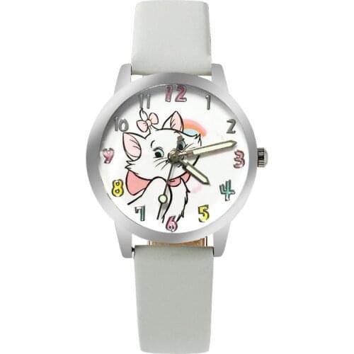 White cute cartoon animal children watch pink leather quartz girl sports clock casual boy luminous student kid watch 2019