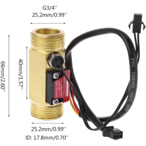 G3/4\" Flow Sensor Water Flow Switch With Temperature Detection For Turbine Liquid Sensor Copper Shell Hall Flow Meters J6PC