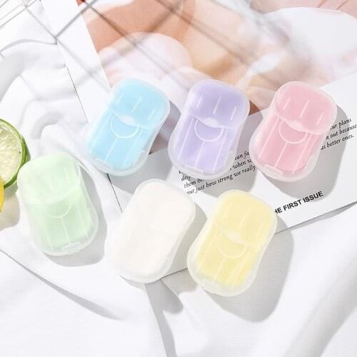 Long Lasting 50Pcs/Box Attractive Fragrant Soluble Soap Paper Soap Mini Soap Dustproof Lid for Gifts