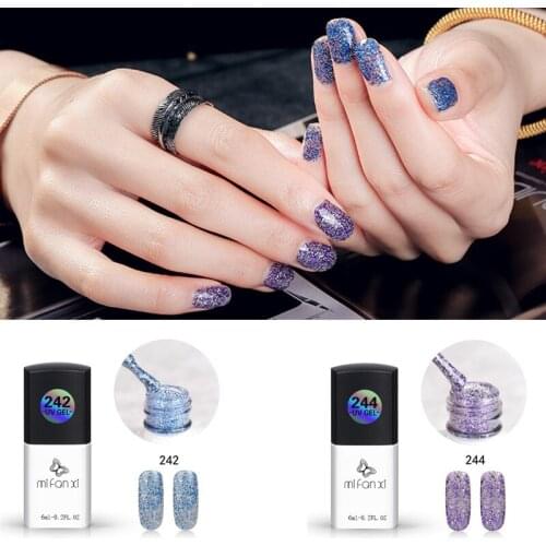 MiFanXi Glitter Sand Nail Gel Polish Soak Off UV Gel Platinum Silver Colorful Shiny Series Nail Art Gel