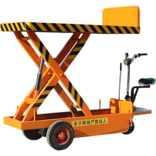 Electric lifting platform truck, mobile hydraulic automatic elevator, workbench, three-wheeled flat trolley, lifting 1 ton