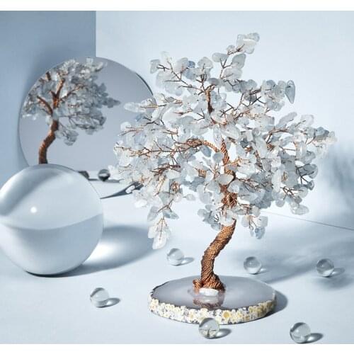 Hailanbao Crystal Natural Crystal Bonsai Money Tree Lucky Tree Feng Shui Money Tree for Tabletop Decor Home Office