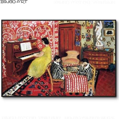 Skilled Artist Hand-painted High Quality Matisse Piano Lesson Oil Painting on Canvas Famous Artwork Piano Lesson Oil Painting