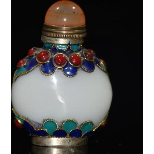 China Coloured glaze inlay cloisonne Snuff bottles crafts statue