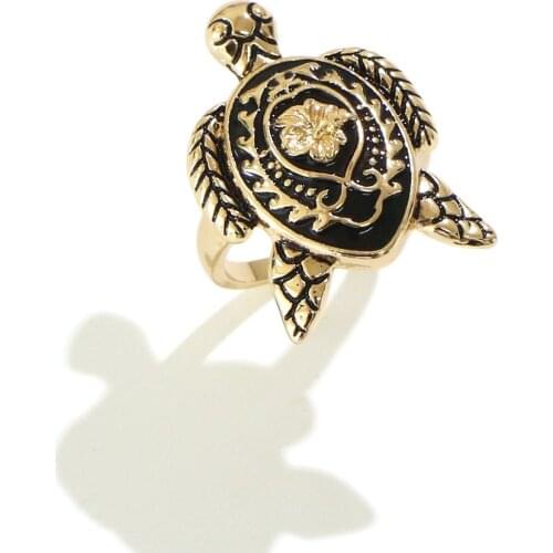 Komi Hawaii Polynesian Style Inlaid Plumeria Tortoise Glass Pearl Couple Scroll Ring for Women Men Gift US Size 9 10 13 14