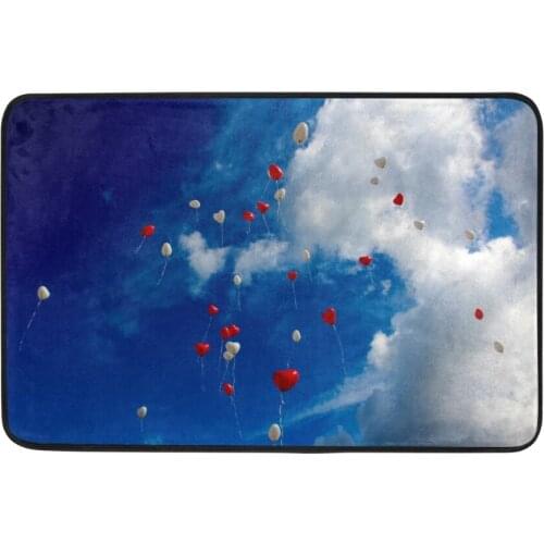 Balloons Floating in Blue Sky Bath Mats Bathroom Non-Slip Blue Pedestal Rug+Lid Toilet Cover+Bath Mat Bathroom Carpet Toilet