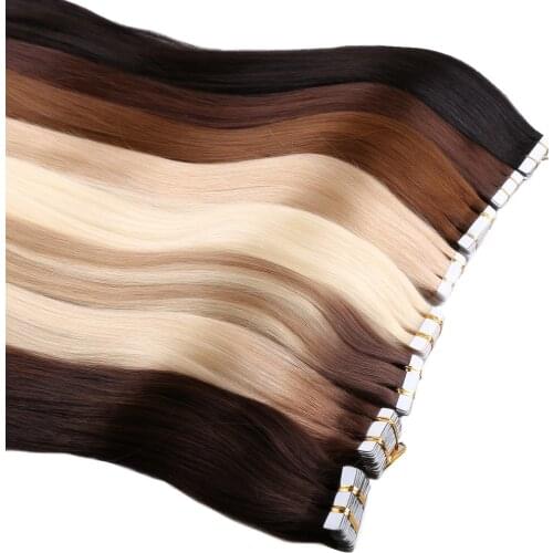 Tape In Hair Extensions Straight Seamless Invisible Remy Natural Hair Extensions Human Hair 18'' 20'' 22'' Adhesive Skin Weft