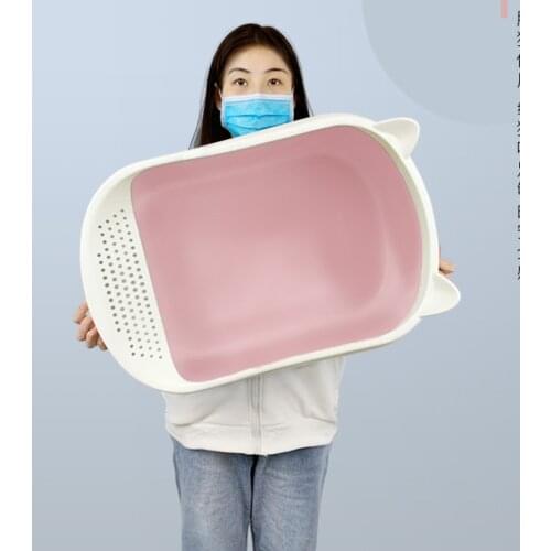 High fence cat litter basin shovel out easy to clean and splash-proof fully semi-enclosed cat toilet composite resin material du