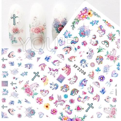 Manicure Decorations Nail Sticker for Nail Cute Unicorn Nail Art Back Glue Decals Nail Design Naklejki Na Paznokcie Accessoires