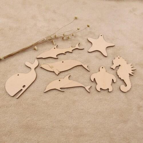 Unfinished Blank Wood DIY Crafts Sea Animal Turtle Dolphin Whale Wooden Shap Cutout For Diy Project Painting Home Decoration