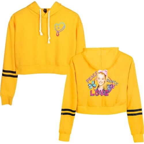 New Printed JOJO SIWA Kpop Crop Top Hoodies Cotton Women Hooded Hot Fashion Harajuku Girls Hoodie Casual Orange pullovers
