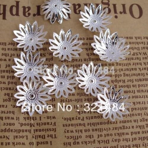 Wholesale 18mm 2000piece Silver plated Filigree Jewelry Findings Flower Bead Caps