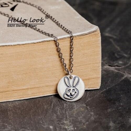 HelloLook 925 Sterling Silver Smile Rabbit Pendant Necklace for Teens Necklace Vintage Punk Gothic Rabbit Neck Jewelry