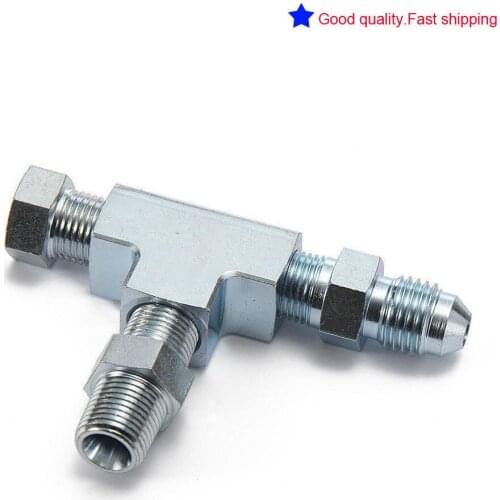 1/8" NPT to 4AN Adapter Fitting Tee 3 Way & Plug Block Oil Feed Pressure Sensor