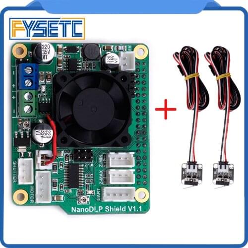 NanoDLP Shield V1.1 Expansion Board With DRV8825 Controlled MOS For Raspberry Pi 3B With 2pcs CR-10 Endstops Limit Switch