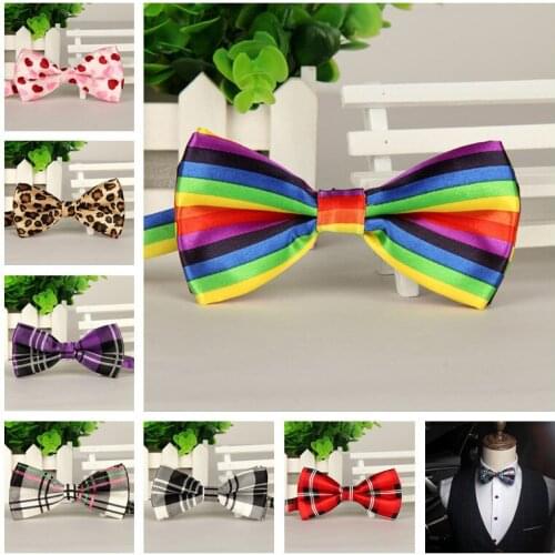 Striped Formal Tartan Novelty Polka DOT Fancy Men Satin Plaid tie Pre-Tied Bowties Kids Boys Bow Tie Adjustable
