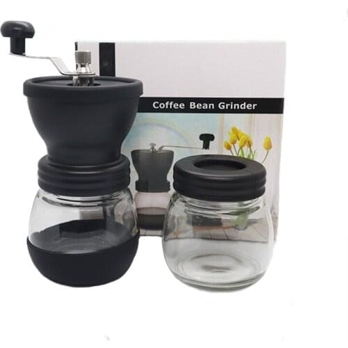 Manual Coffee Grinder with Storage Jar Soft Brush Conical Ceramic Burr Portable Cafe Bean Mill Coffee Maker Kitchen Tools New