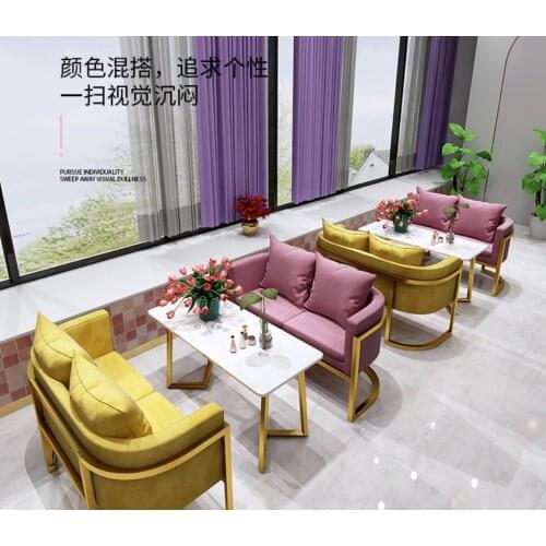Net celebrity coffee shop milk tea shop sofa deck two-seat sofa leisure clearing bar rest area dessert table and chair combinati