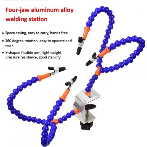 Bench Vise Table Multi Soldering Helping Hand Third Hand Tool with 4PCS Flexible Arms Soldeirng Station Holder for PCB Welding