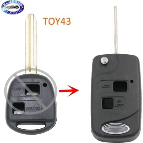 2 Button Folding Flip Key Shell Case Fob For Toyota Rav4 Corolla Camry Echo Prado Celica Tarago TOY43 Blade