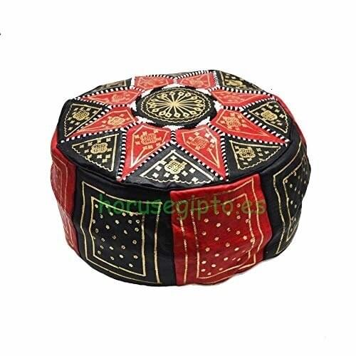 Puff Puf Pouf vacío de Cuero auténtico. Hecho a Mano en Fez Marruecos, Altura 23 cm y diámetro 47 cm aproxi