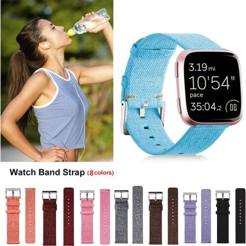 8 Colors Replacement Canvas Watchband Buckle Strap Wristband for Fitbit Versa/Versa Lite Smartwatch Wrist Bracelet