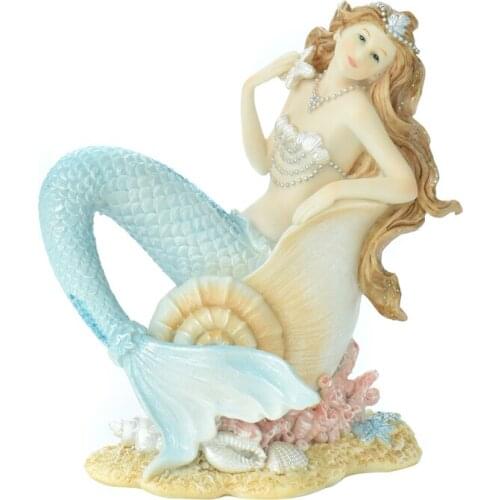 Mediterranean Mermaid Princess Resin Figurine Aquarium Home Decoration Tabletop Fairy Garden Miniatures Craft Wedding Gifts