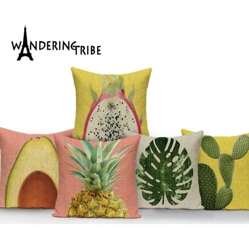 Tropical Leaves Fabric Outdoor Cushions Custom Throw Pillows Pineapple Pillow Cushions Decorative Dropshipping Cushion Cover