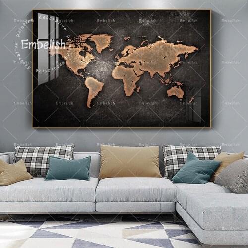Embelish 1 Pieces HD Print On Canvas Oil Painting Modern Home Decor World Map Wall Art Posters For Living Room Bedroom Pictures