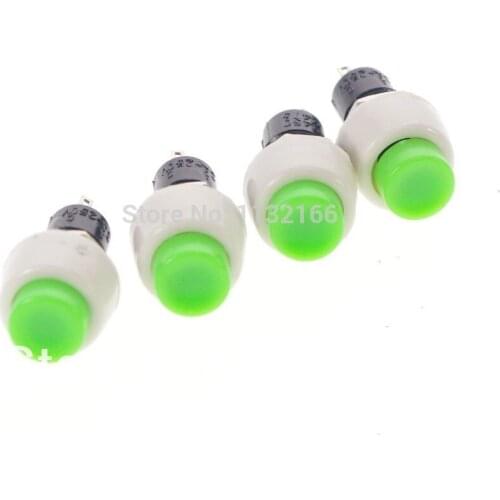 Green Hole 10mm 2Pin SPST OFF-(ON) N/O 2A 125VAC Momentary Push Button Switch