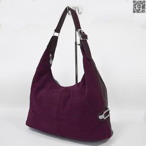 POSSESS BRAND, woman soft bag , the shape of a hobos,the front side is made of natural suede